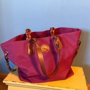Dooney & Bourke Magenta Tote with Brown Accents